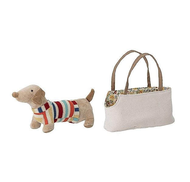 Bloomingville Plüschfigur Hilena Stoffhund mit Tasche Natur günstig online kaufen