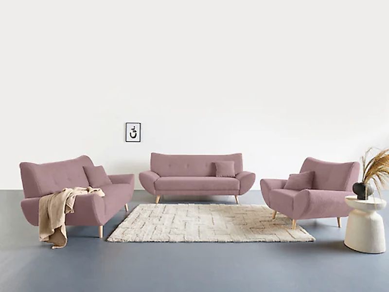 Home affaire Polstergarnitur »Basta« 3 Stk. tlg. Komfortable Wellenunterfed günstig online kaufen