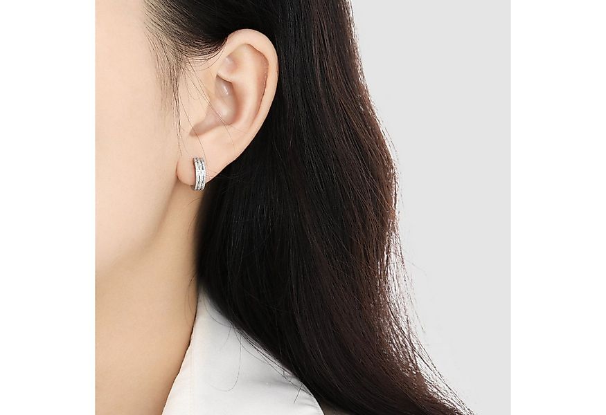 KARMA Paar Creolen Damen Glitzer Edelstahl Silber oder Gold Ohrringe 1,3 cm günstig online kaufen