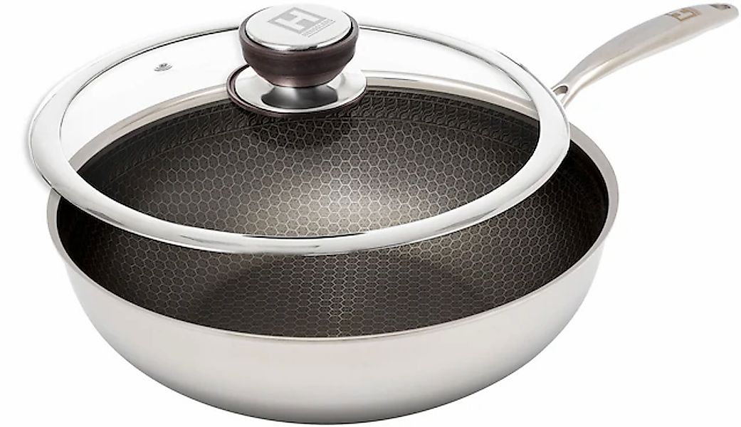 HENSSLERS Wok »HENSSLERS Edelstahl Wok inkl. Glasdeckel, Ø 28 cm« Edelstahl günstig online kaufen