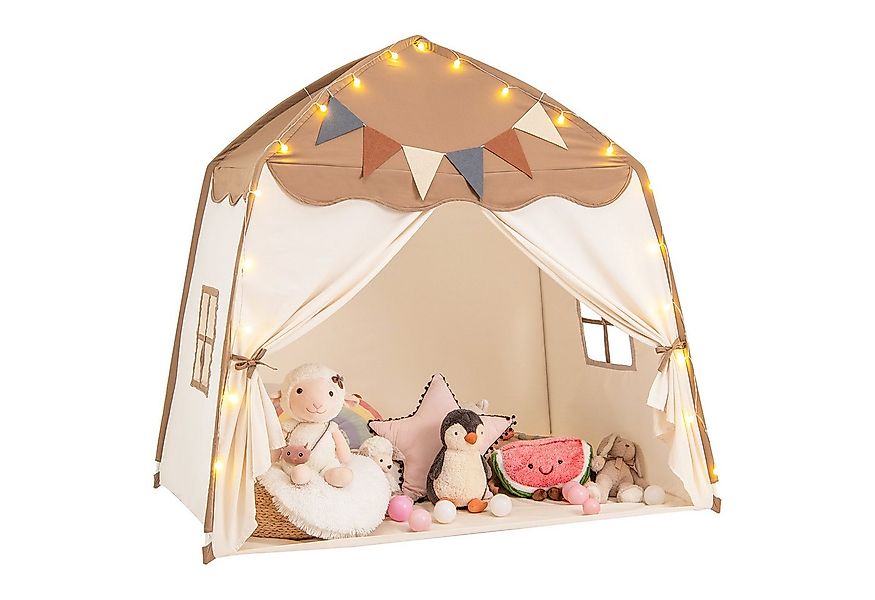 KOMFOTTEU Spielzelt Spielhaus Kinderzelt mit Flaggen, 2 Türen, 2 Fenstern & günstig online kaufen