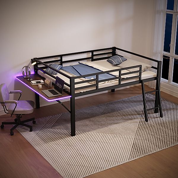 Flieks Hochbett Metallbett Kinderbett 140x200cm mit günstig online kaufen
