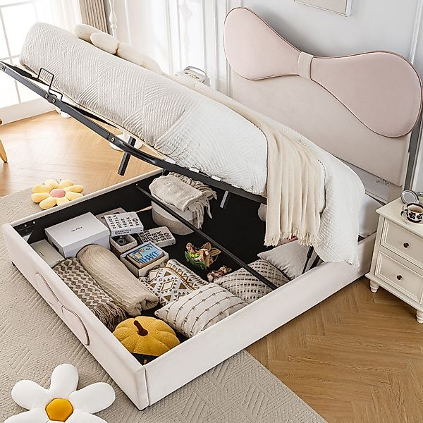 Flieks Polsterbett, Schleife Hydraulisches Doppelbett 140x200cm günstig online kaufen