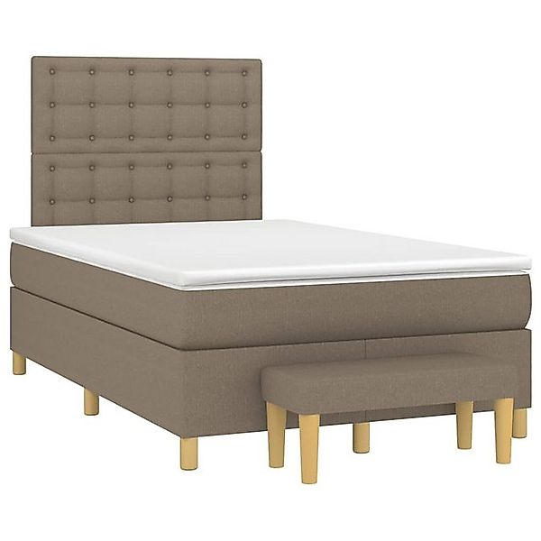 vidaXL Boxspringbett, Boxspringbett mit Matratze Taupe 120x190 cm Stoff günstig online kaufen