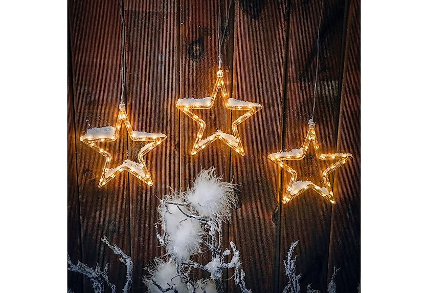 esotec LED-Lichtervorhang Solar Sternenregen 3 Weihnachtssterne je 28 LEDs günstig online kaufen