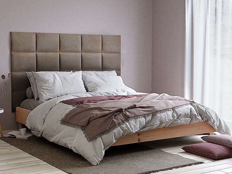 Wandpaneel Bett-Kopfteil - 200 cm - Samt - Beige - BARTEL von Pascal Morabi günstig online kaufen