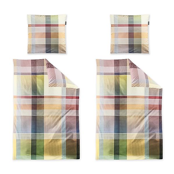 4 tlg  Irisette Mako Satin Bettwäsche Wave 8891-90 kariert 135x200 günstig online kaufen
