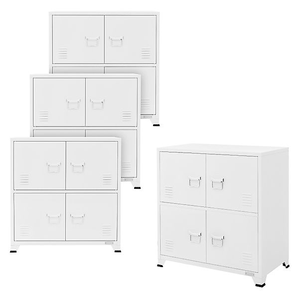 ML-Design 4Er Set Aktenschrank 75x40x80,5 cm Weiß Stahl Freistehend günstig online kaufen