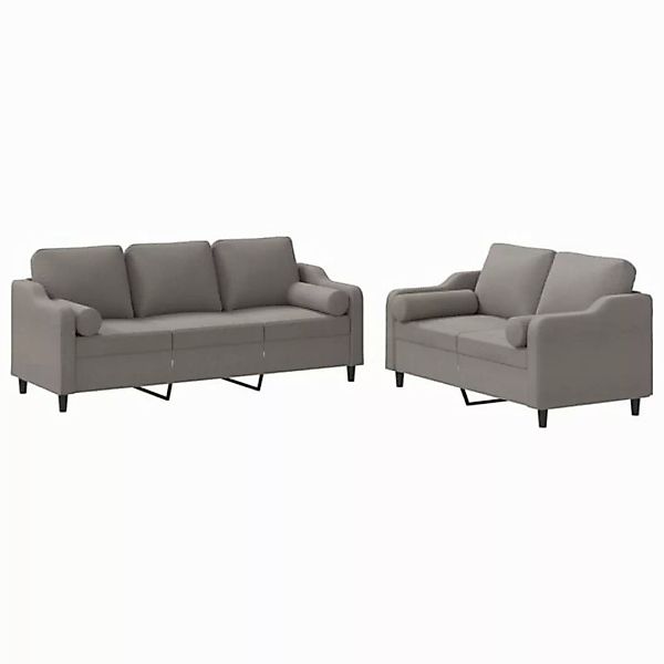 vidaXL Sofa 2-tlg. Sofagarnitur mit Kissen Taupe Stoff günstig online kaufen