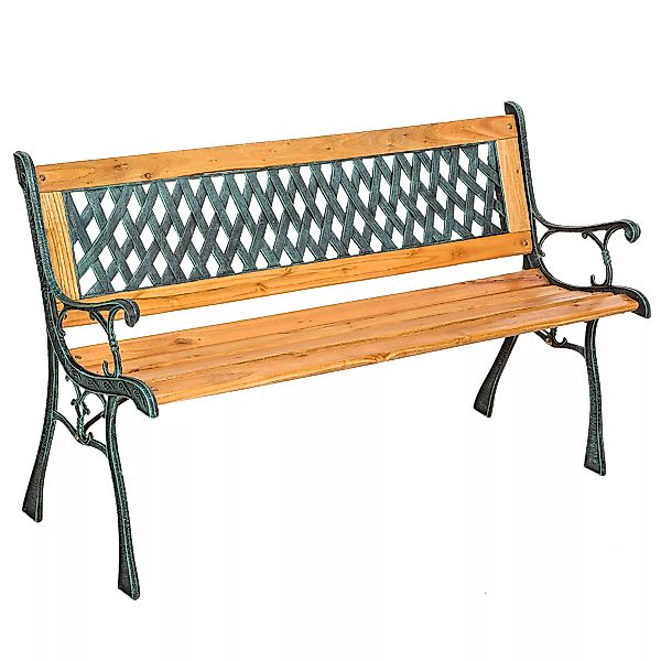 Gartenbank Tamara 2-Sitzer aus Holz und Gusseisen 128x51x73cm - braun günstig online kaufen