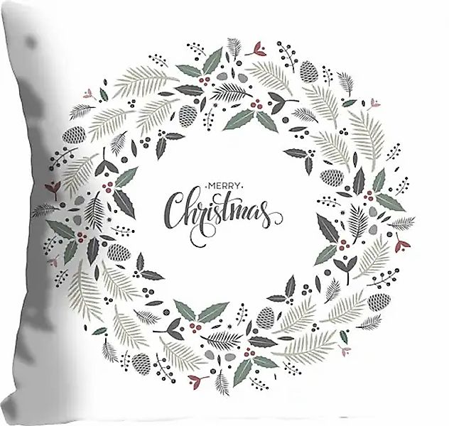 queence Dekokissen »Lavendel«, Kissenhülle,Merry Christmas,Weiß,Kranz,Weihn günstig online kaufen