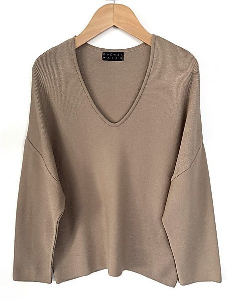 Zuckerwatte V-Ausschnitt-Pullover feingestrickt aus wertiger Viskose Stretc günstig online kaufen