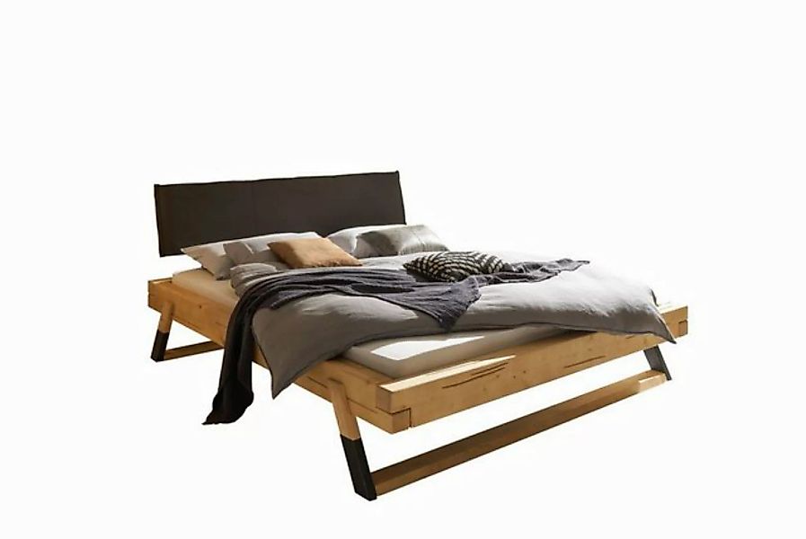 Natur24 Bett Fichte Bett Lobia massiv 180x200 mit Polsterkopfteil günstig online kaufen