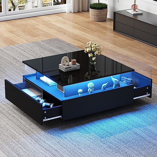 HAUSS SPOLE Couchtisch Hochglanz-LED-Couchtisch mit 2 günstig online kaufen