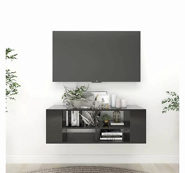 furnicato TV-Schrank TV-Wandschrank Hochglanz-Schwarz 102x35x35 cm Holzwerk günstig online kaufen