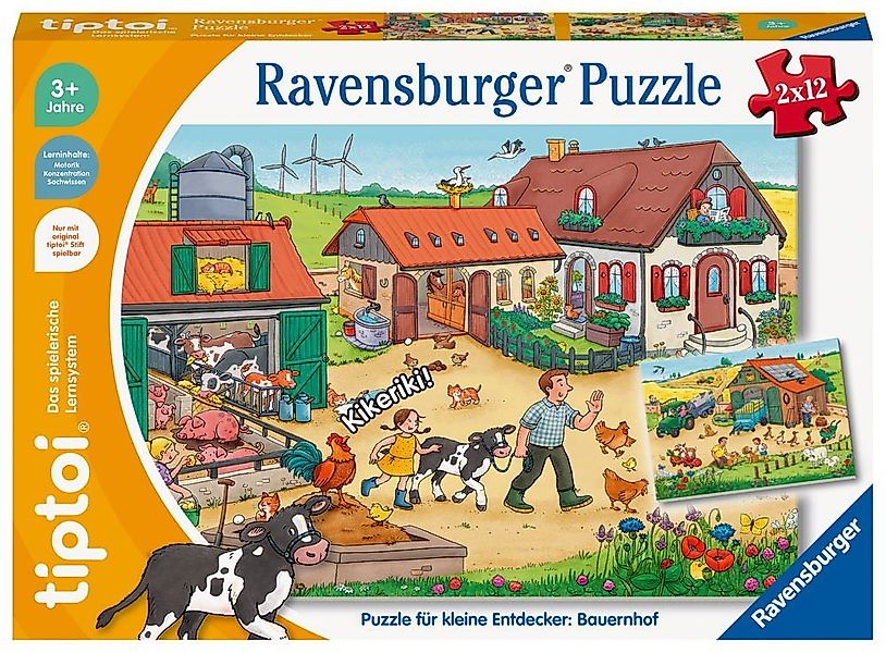 Ravensburger Puzzle 2 x 12 Teile tiptoi Puzzeln, Entdecken, Erleben Bauernh günstig online kaufen