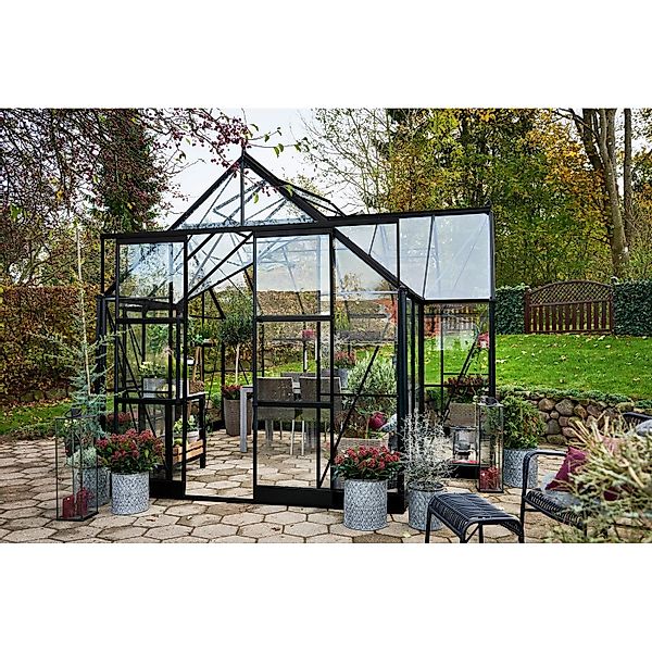 Halls Gewächshaus Icon Gardenhouse 8 Schwarz 13 m² günstig online kaufen