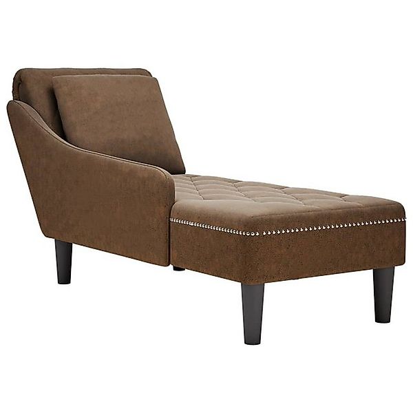 vidaXL Chaiselongue, Chaiselongue mit Kissen und Rechter Armlehne Braun Kun günstig online kaufen