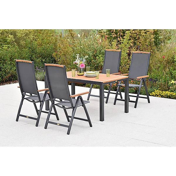 Merxx Siena Set 5-tlg. 4 Klappsessel Gartentisch Ausziehbar 150 (200) x 90 günstig online kaufen