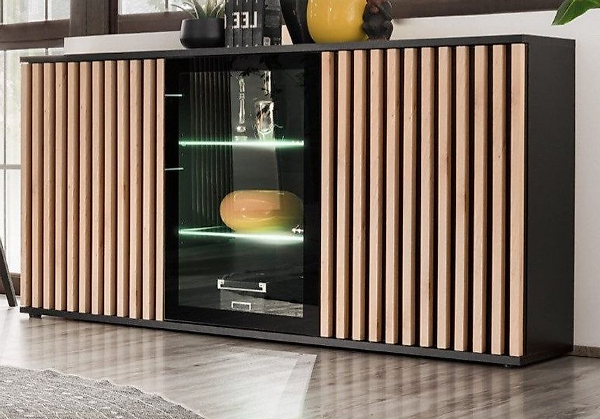 Furn.Design Sideboard Morgan (Kommode in schwarz mit 3D Lamellen Eiche, 163 günstig online kaufen