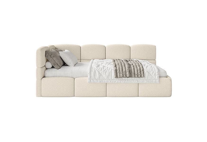 Selsey Jugendbett CLOUDY, mit Bettkasten, Bouclé, 90x200 cm, Kopfteil links günstig online kaufen