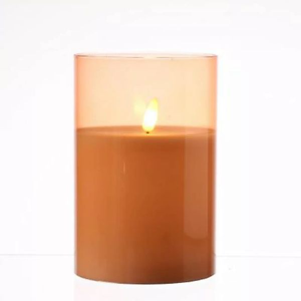 MARELIDA LED Kerze im Glas Windlicht flackernd D: 10cm H: 15cm orange günstig online kaufen