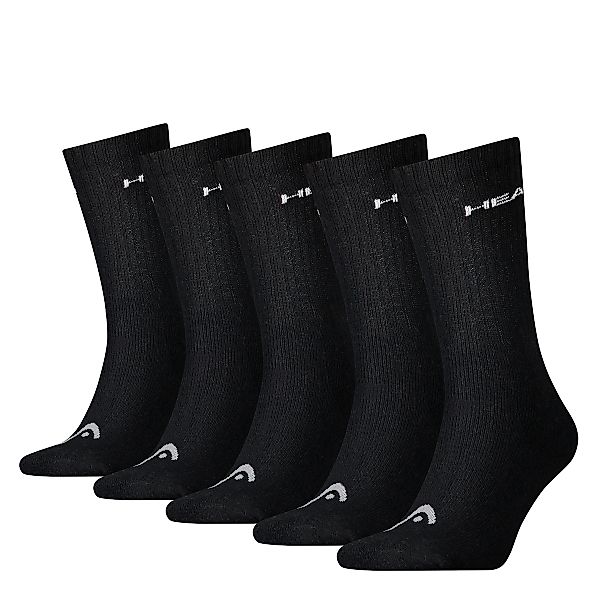 HEAD Unisex Crew Socken - Kurzsocken, 5er Pack, einfarbig Schwarz 39-42 günstig online kaufen