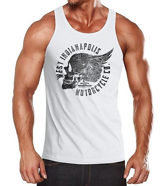 Neverless Tanktop Herren Tank Top Motorrad Biker Totenkopf Skull Wings Vint günstig online kaufen