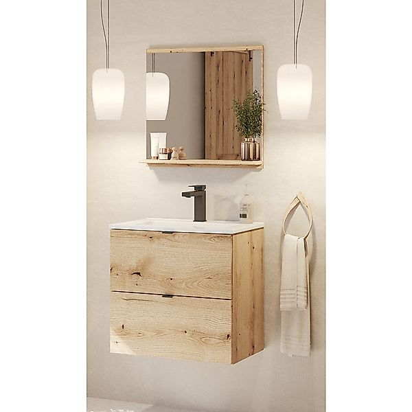 Lomadox Badmöbel-Set NEWPORT-56-OAK, (Spar-Set, 2-St., Spiegel günstig online kaufen