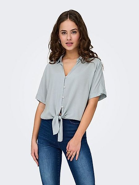 ONLY Blusenshirt Kurzarm Bluse mit Knopfleiste und Knotendetail 8420 in Hel günstig online kaufen