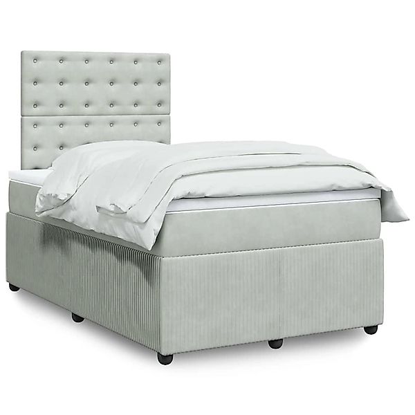 vidaXL Boxspringbett mit Matratze Hellgrau 120x190 cm Samt 3294598 günstig online kaufen