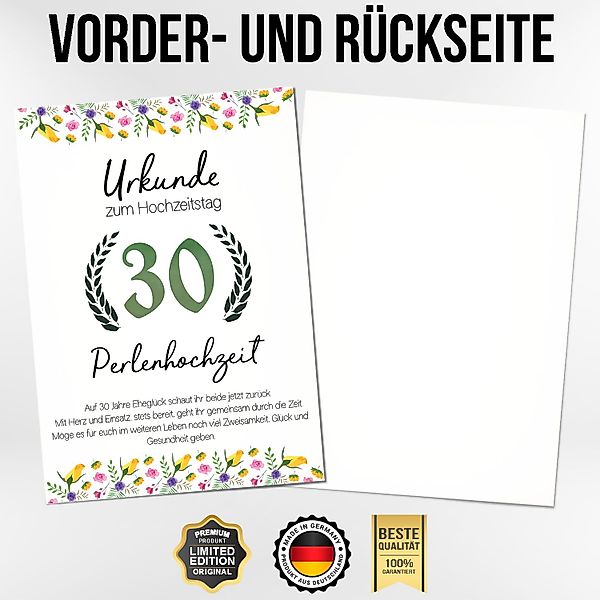 Tigerlino Poster 30. Hochzeitstag Geschenk Urkunde günstig online kaufen