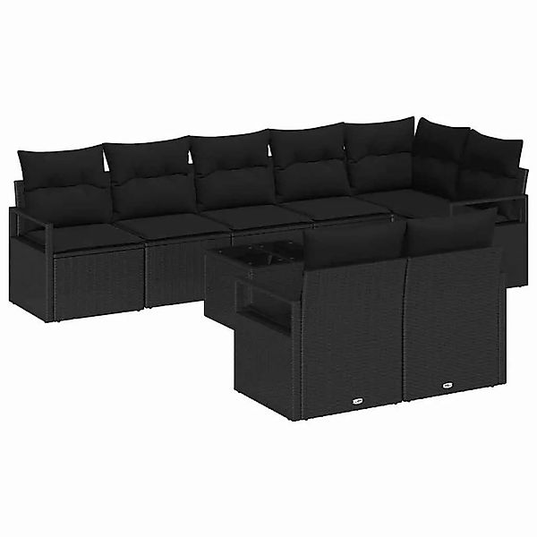 vidaXL Gartensofa-Set mit Kissen 9 Stk Schwarz Poly-Rattan 3355112 günstig online kaufen