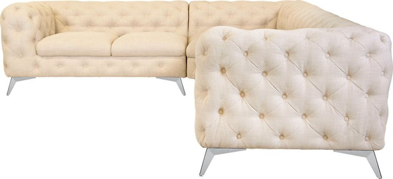 Leonique Chesterfield-Sofa »Ecksofa GLYNIS L-Form mit Wellenunterfederung, günstig online kaufen