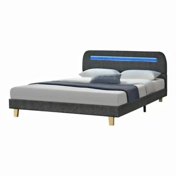 en.casa Polsterbett Roskilde mit LED Beleuchtung Doppelbett LED Bett Kunstl günstig online kaufen