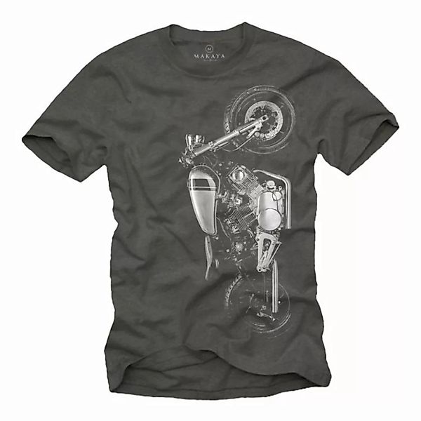 MAKAYA Print-Shirt Herren Motorrad Aufdruck XV Motiv Motorcycle Druck Bekle günstig online kaufen