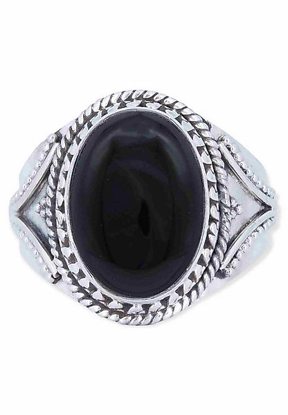 mantraroma Silberring MEKANU aus 925 Silber mit Onyx (Ring mit Schmuckbeute günstig online kaufen