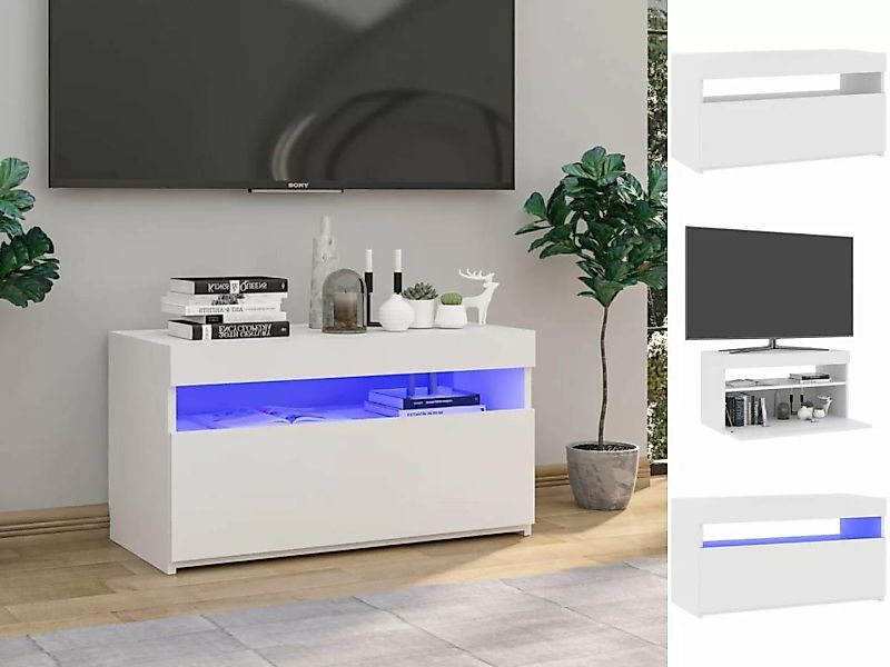 vidaXL TV-Schrank TV-Schrank mit LED-Leuchten Weiß 75x35x40 cm Lowboard günstig online kaufen