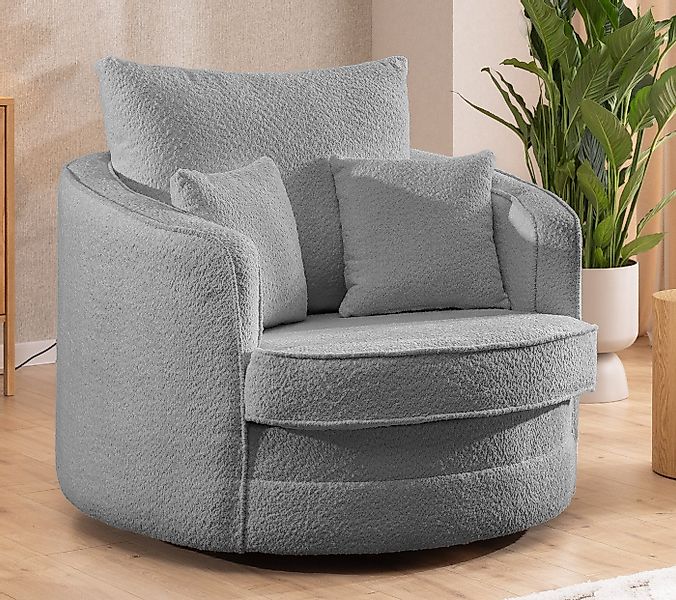 S-Style Möbel Drehsessel Ted Love Seat XXL 360 Grad drehbar aus Boucle-Stof günstig online kaufen