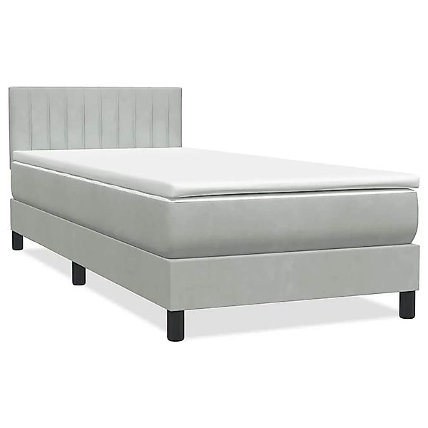 vidaXL Boxspringbett mit Matratze & LED Hellgrau 90x210 cm Samt 3317055 günstig online kaufen