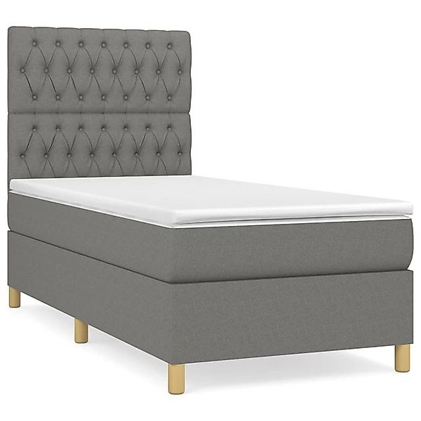 vidaXL Boxspringbett, Boxbett mit Matratze Dunkelgrau 90x200 cm Stoff günstig online kaufen