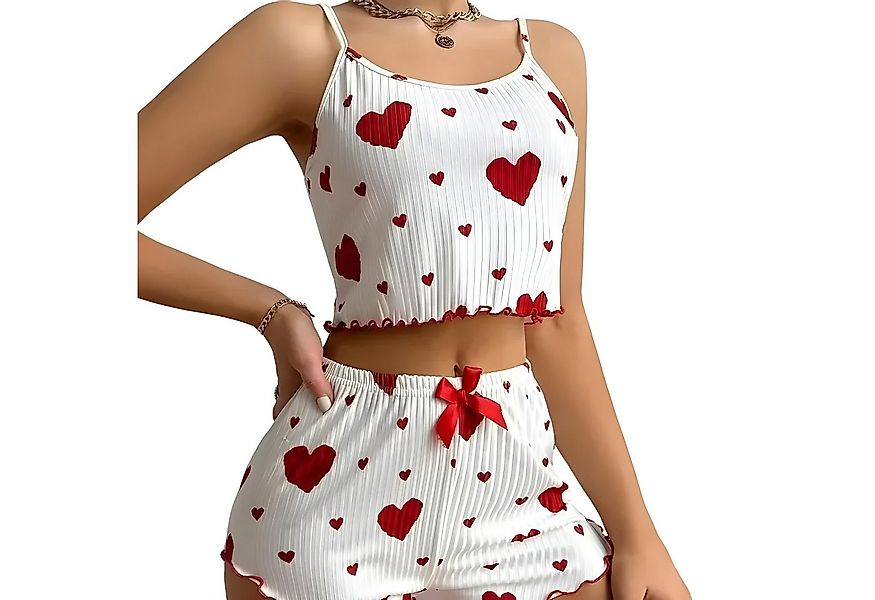 Norvéa Home Pyjama Zweiteiliger Damen Pyjama mit Herzmuster – Soft & figurb günstig online kaufen