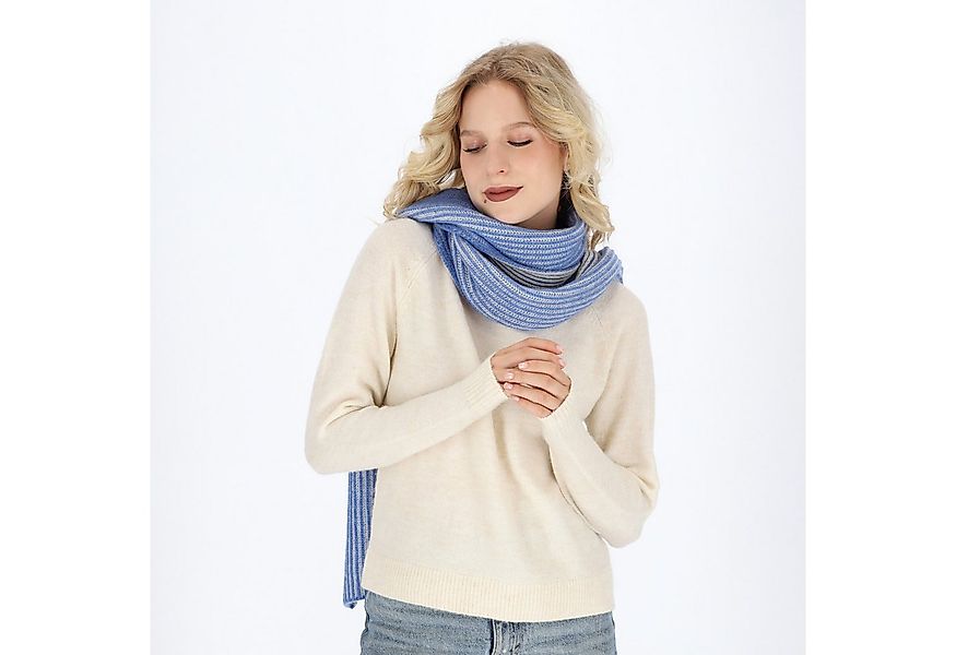 halsüberkopf Accessoires Strickschal mit 2-farbiger Rippe, aus extra feiner günstig online kaufen