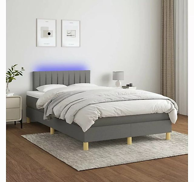 vidaXL Boxspringbett Boxspringbett mit Matratze LED Dunkelgrau 120x200 cm S günstig online kaufen