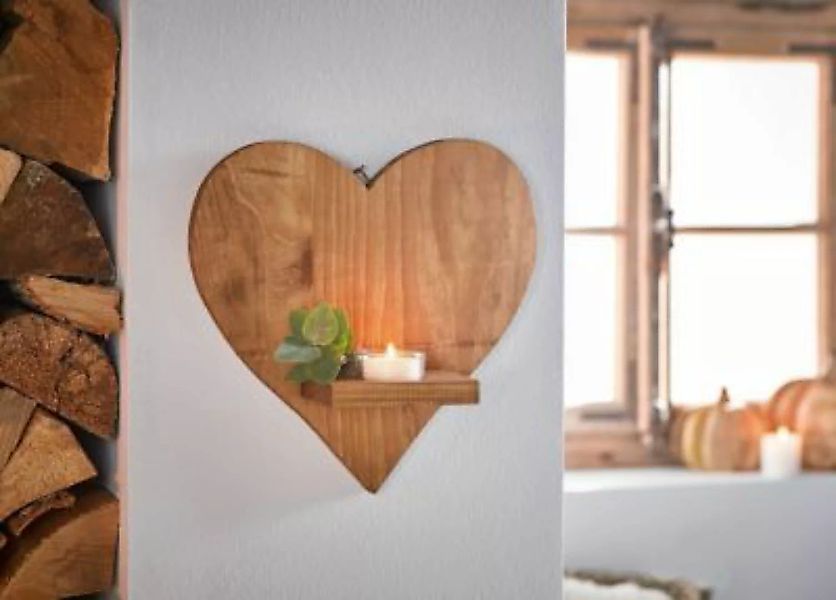 HOME Living Wanddeko Herz-Licht Wanddeko natur günstig online kaufen