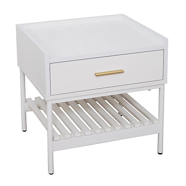 Svita Kore Nachttisch Mit Schublade Nachtschrank Nachtkommode Weiß günstig online kaufen