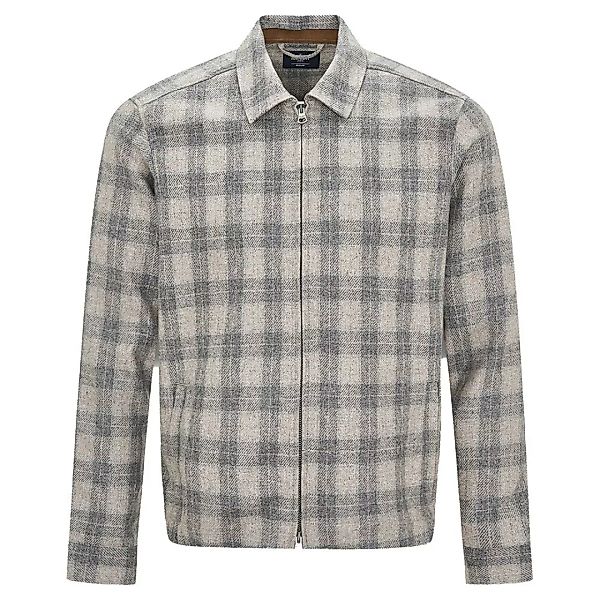 Hackett Wool Check Overshirt Langarm Hemd M Grey / Tan günstig online kaufen