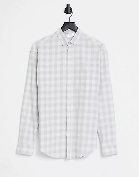 ASOS DESIGN – Oversize-Hemd mit Vichy-Karo im Stil der 90er in Grau und Wei günstig online kaufen