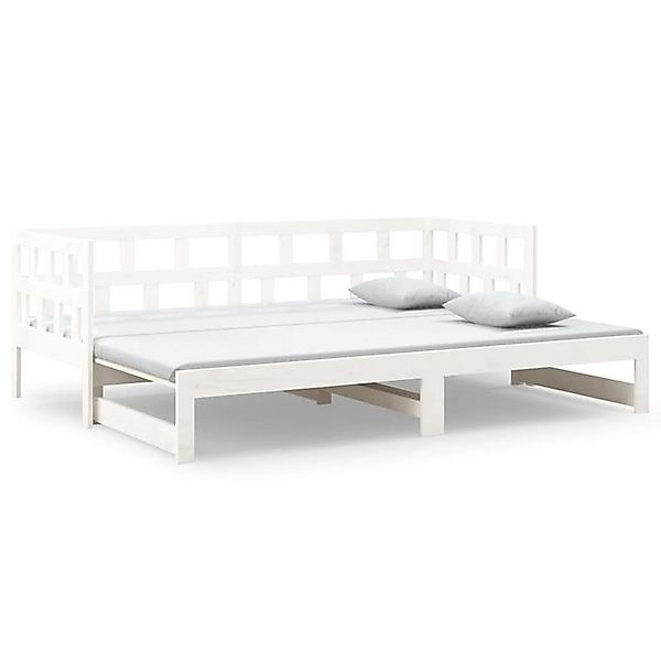 vidaXL Bett, Tagesbett Ausziehbar Weiß Massivholz Kiefer 2x(90x200) cm günstig online kaufen