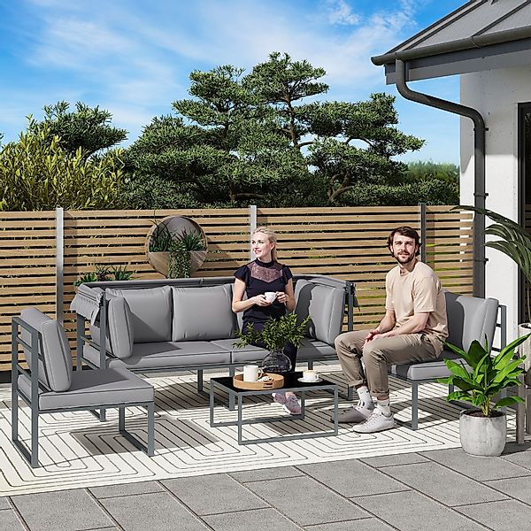 Outsunny Gartenmöbel Set wetterfest Sitzgruppe für 5 Personen Gartenlounge günstig online kaufen